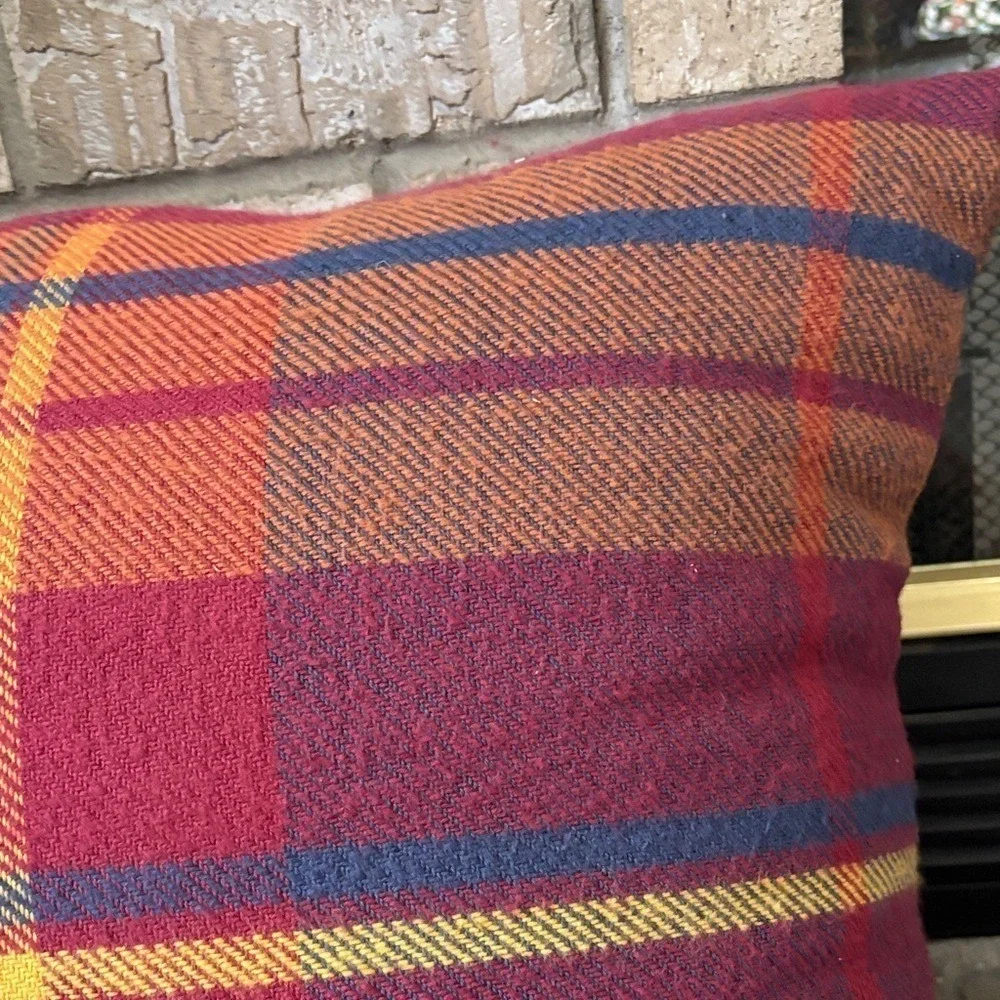 Sonoma Oversized Fall Plaid Square Throw Pillow (Red, Orange, Blue, Purple) 20